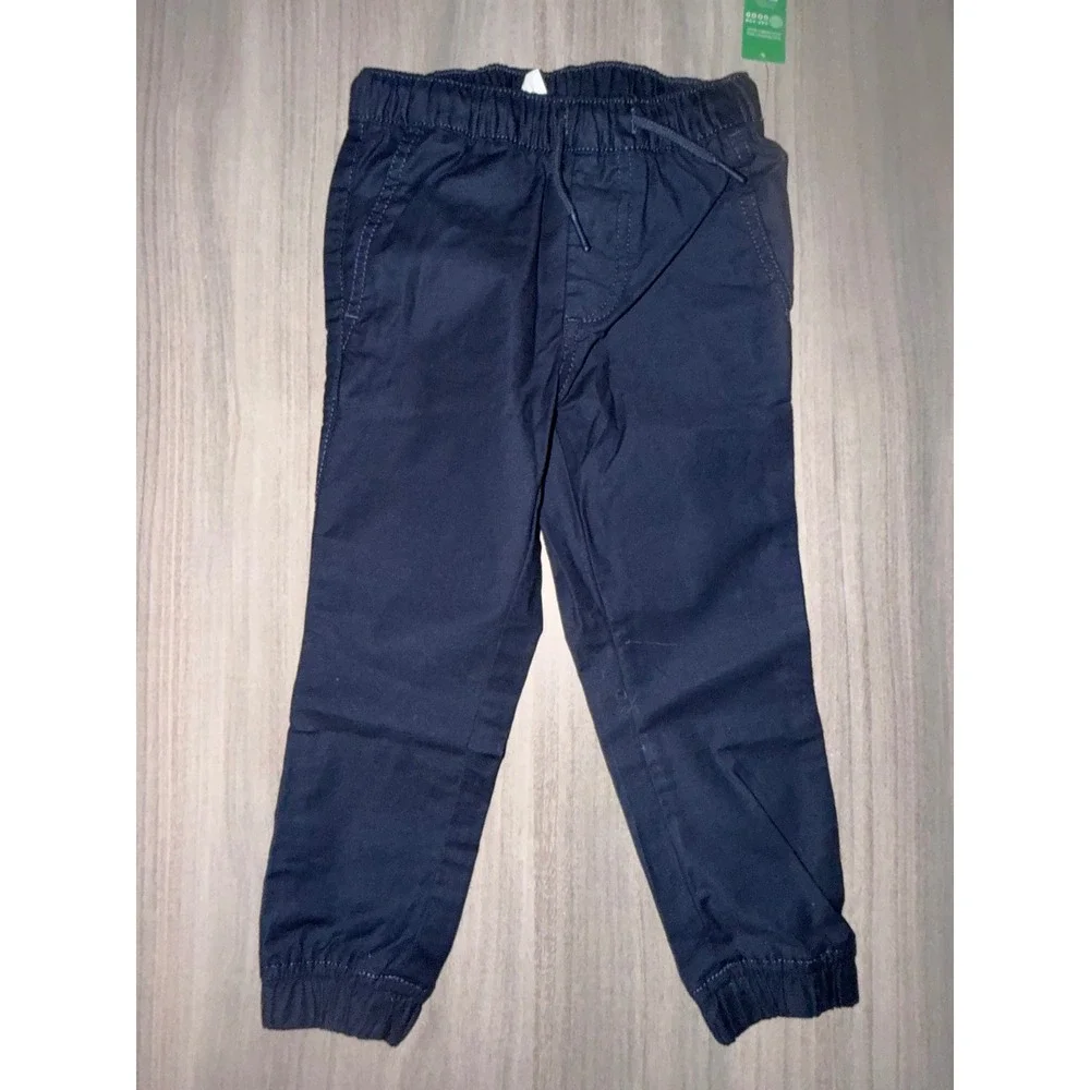 Gap Kids Navy Blue Twill Jogger Pants Elastic‎ Waist Drawstring XS 4-5 NEW Q3